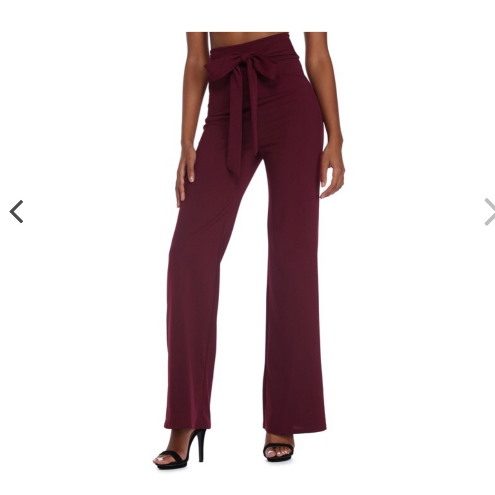 Burgundy wide leg high waisted pants